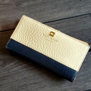 Kate Spade navy and cream leather wallet